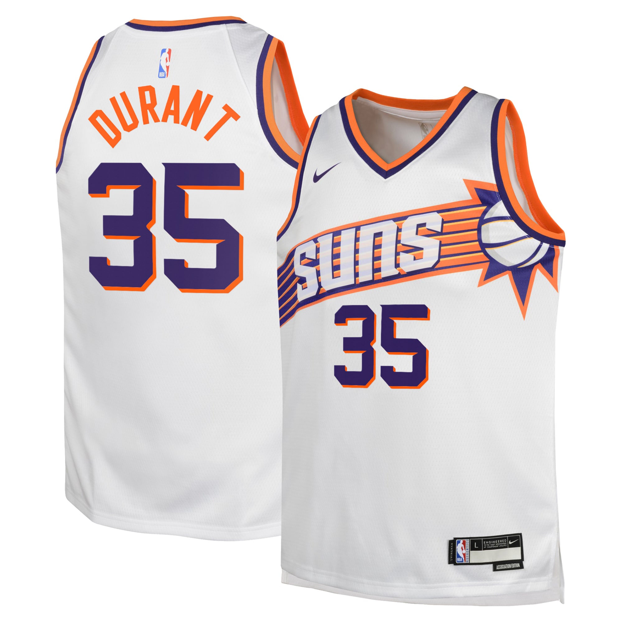 Phoenix Suns Association Edition Swingman Jersey - White - Kevin Durant - Youth - JS818 