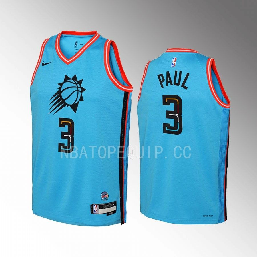 Phoenix Suns Chris Paul 3 City Edition Turquoise Youth Jersey Swingman - JS603 