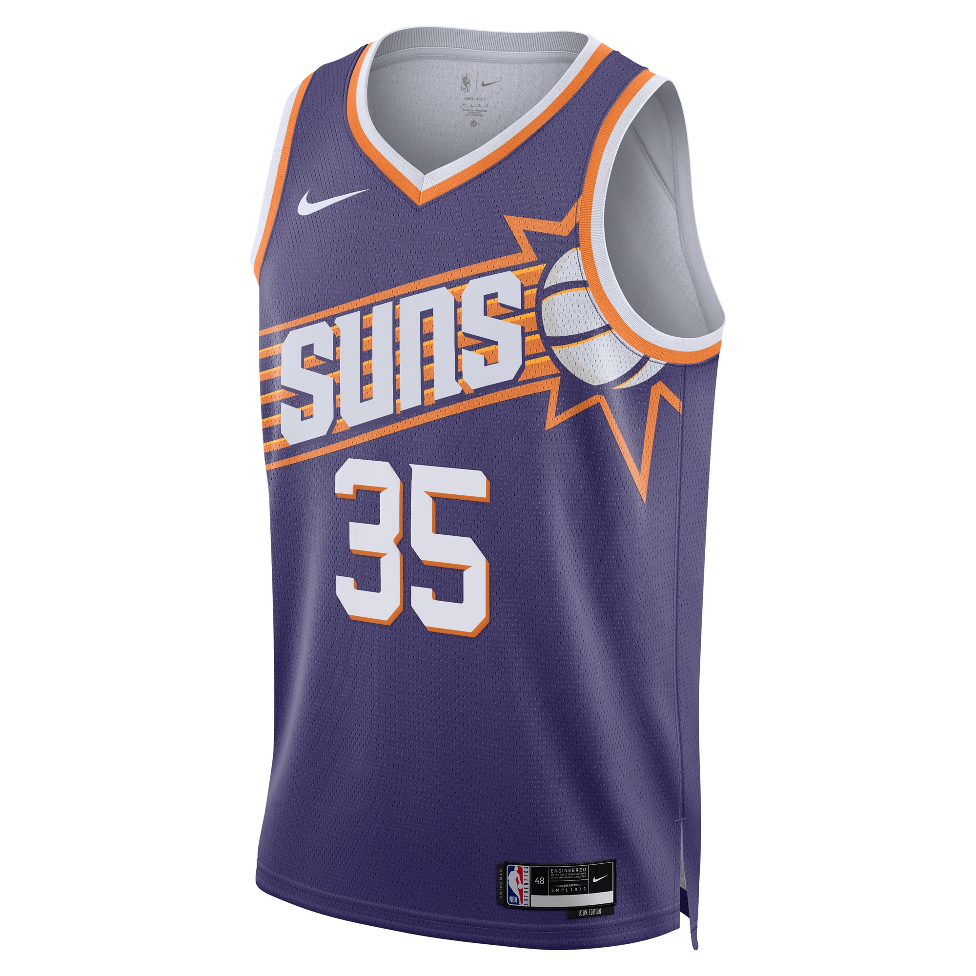 Alternative view of Phoenix Suns Icon Edition Swingman Jersey - Purple - Kevin Durant - Unisex - JS120 