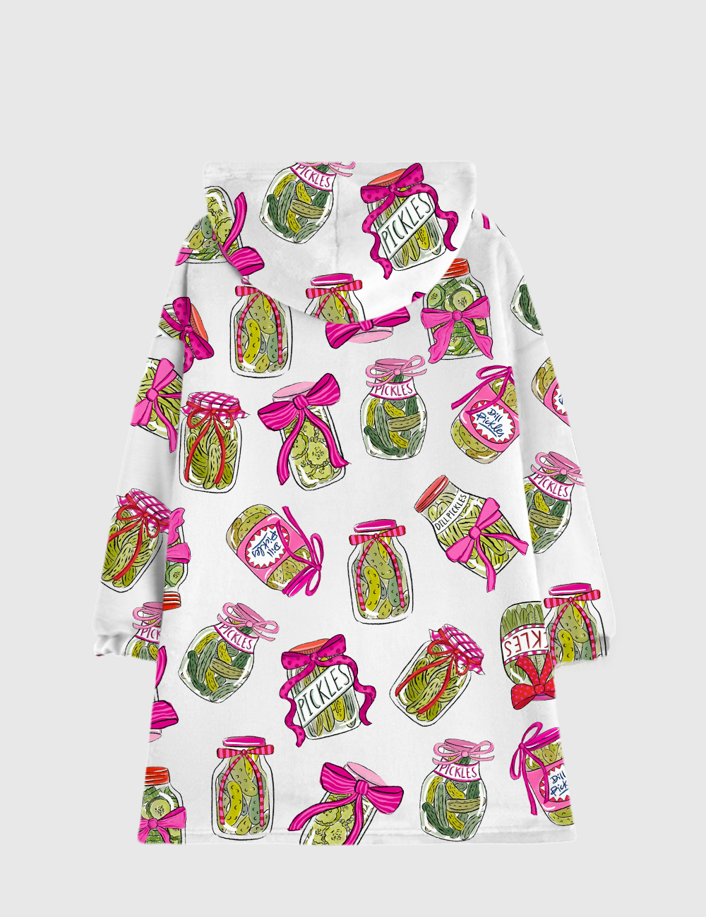 Alternative view of Pickle Lover Pink Bows Flannel Blanket Hoodie