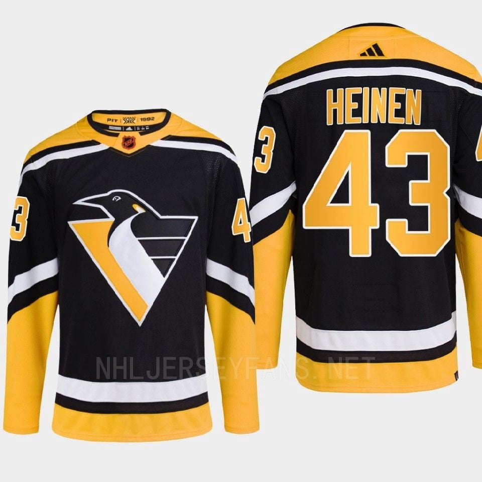 Pittsburgh Penguins 2022 Reverse Retro 2.0 Danton Heinen 43 Black Primegreen Jersey Men's - JS616 
