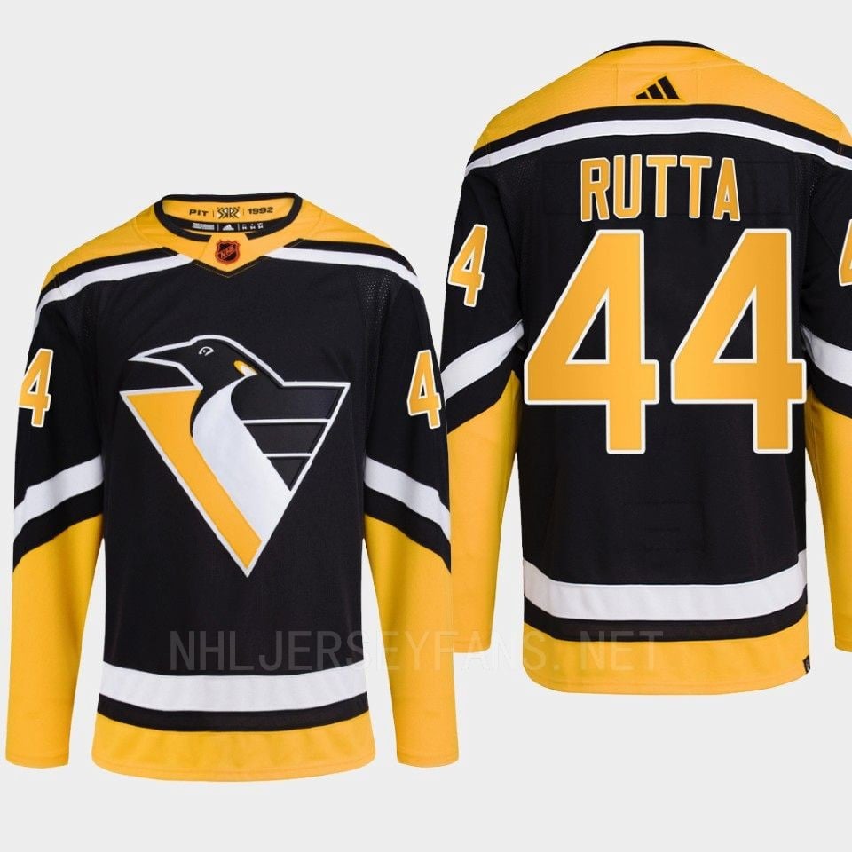 Pittsburgh Penguins 2022 Reverse Retro 2.0 Jan Rutta 44 Black Primegreen Jersey Men's - JS634 