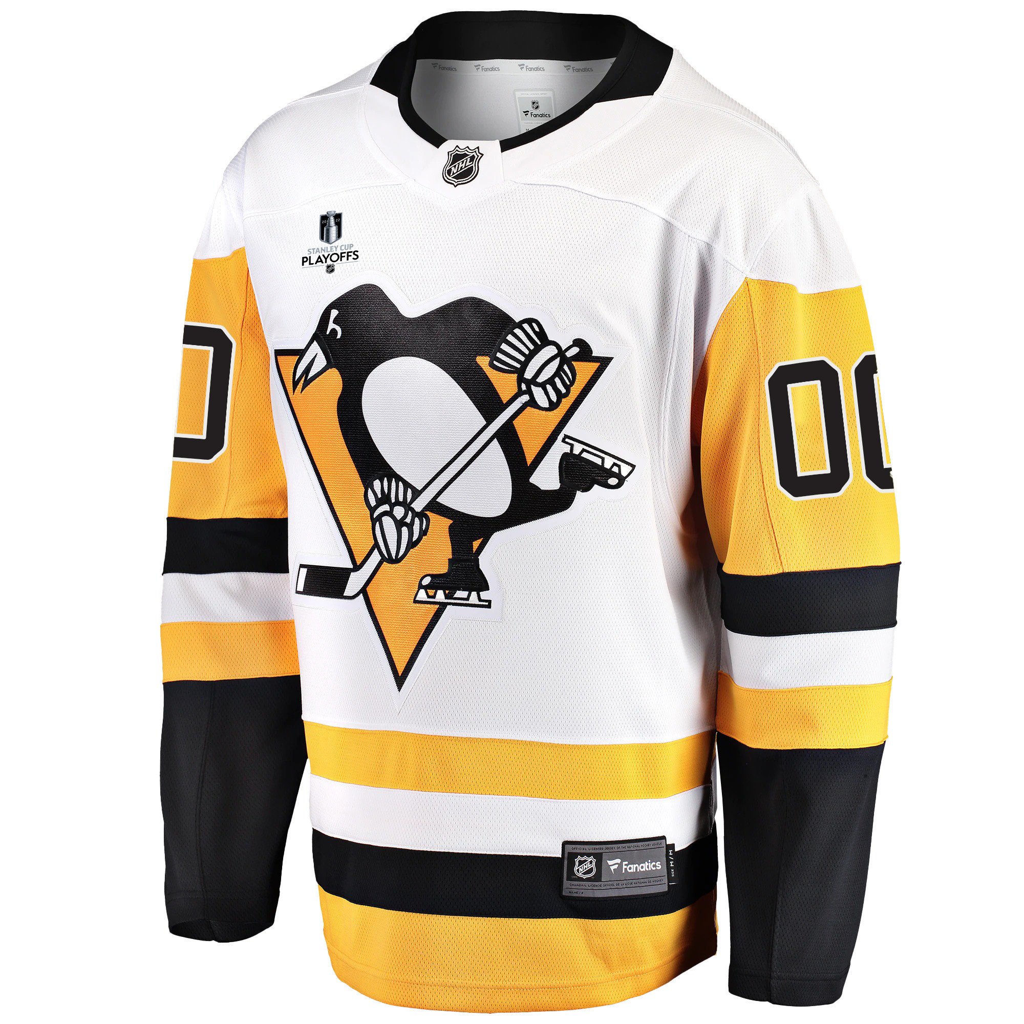 Alternative view of Pittsburgh Penguins Custom Away 2022 Stanley Cup Playoffs Breakaway Men Jersey - White - JS944 