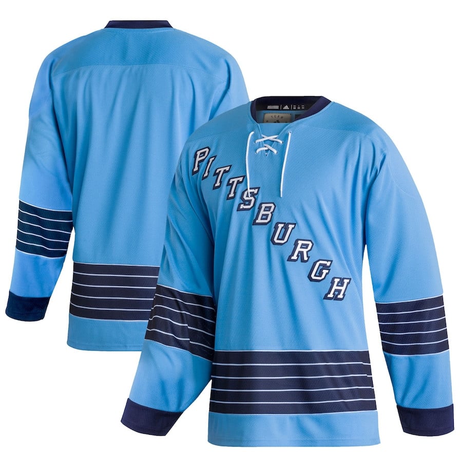 Pittsburgh Penguins Team Classics Blank Men Jersey - Light Blue - JS441 
