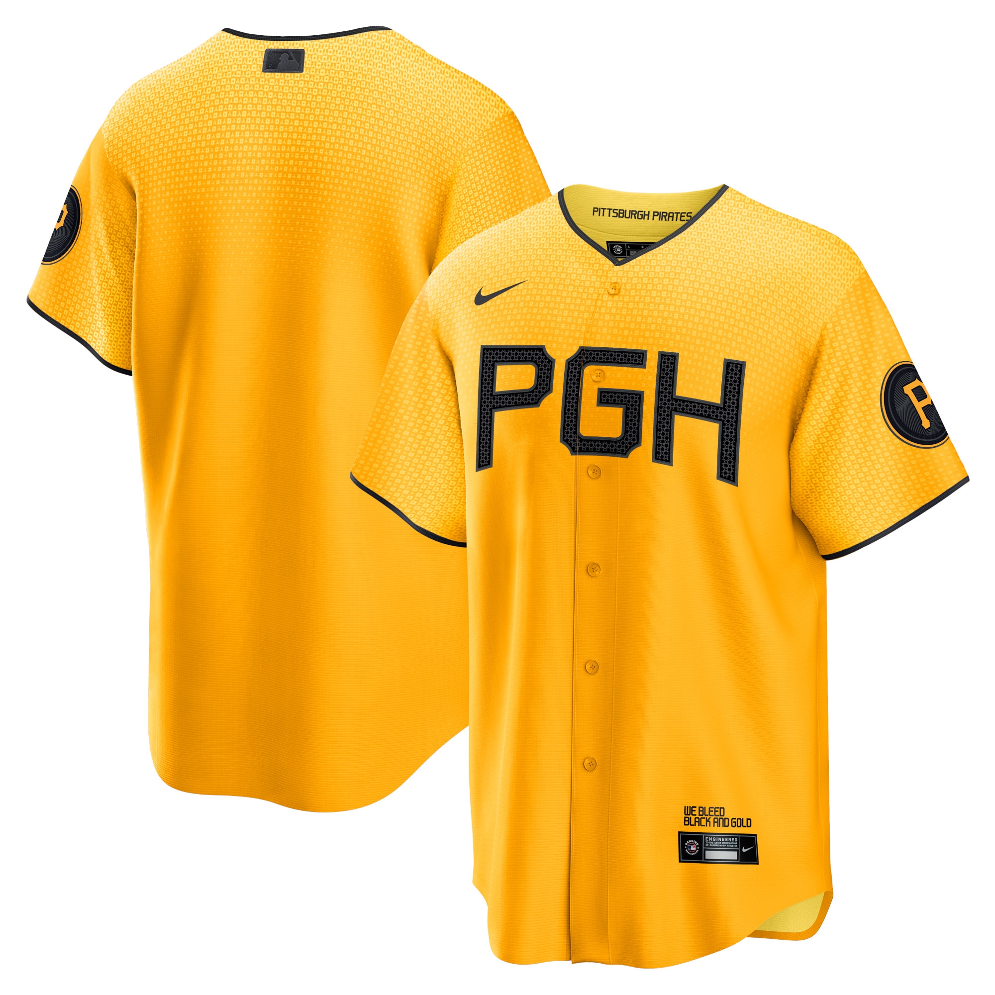Alternative view of Pittsburgh Pirates 2023 City Connect Replica Jersey - Gold