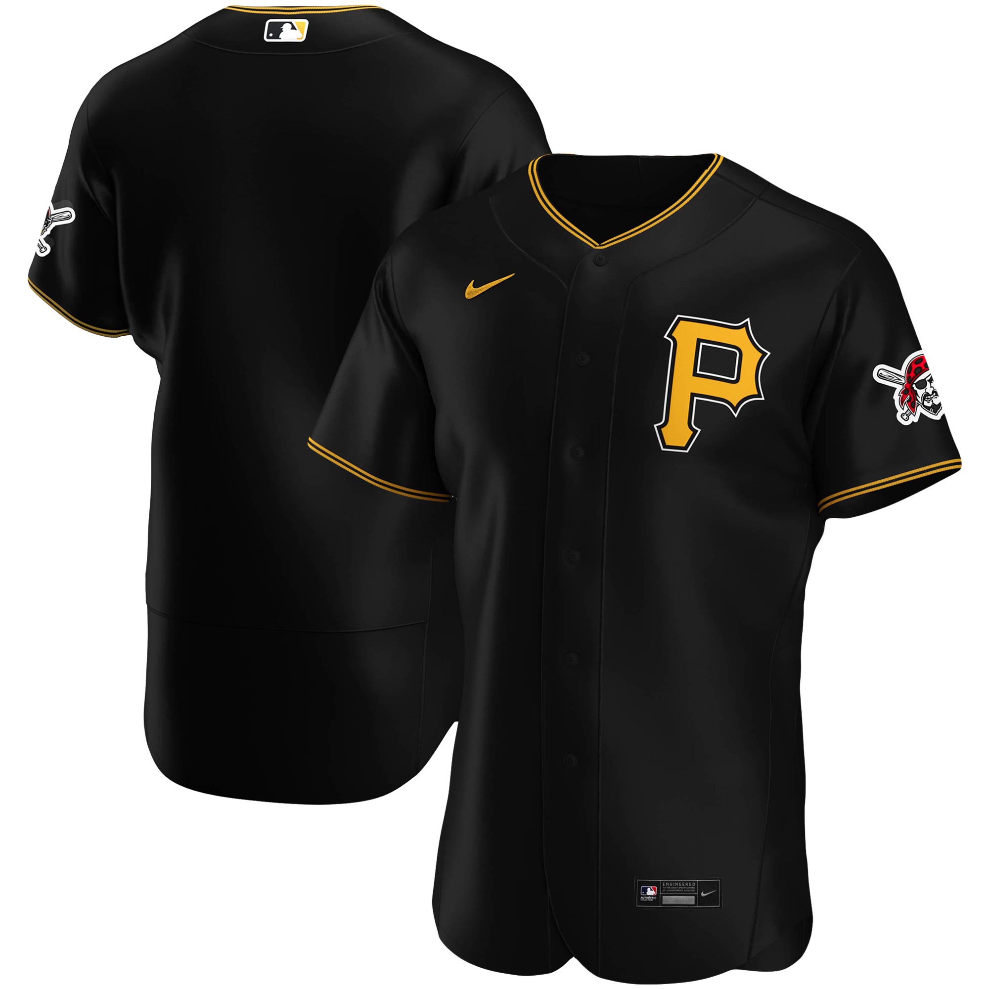 Pittsburgh Pirates Alternate Authentic Team Logo Jersey - Black