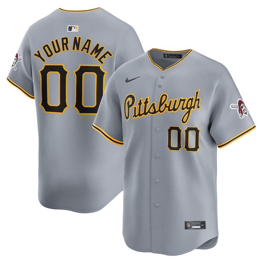 Pittsburgh Pirates Away Limited Custom Men Jersey - Gray 