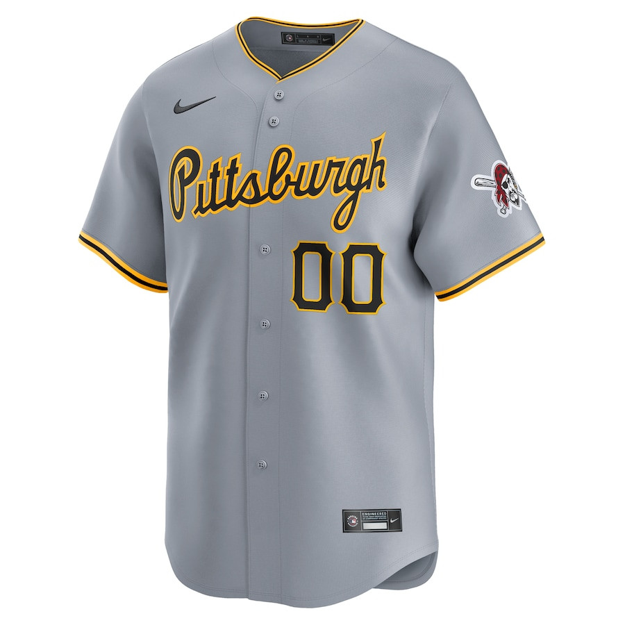 Alternative view of Pittsburgh Pirates Away Limited Custom Men Jersey - Gray 