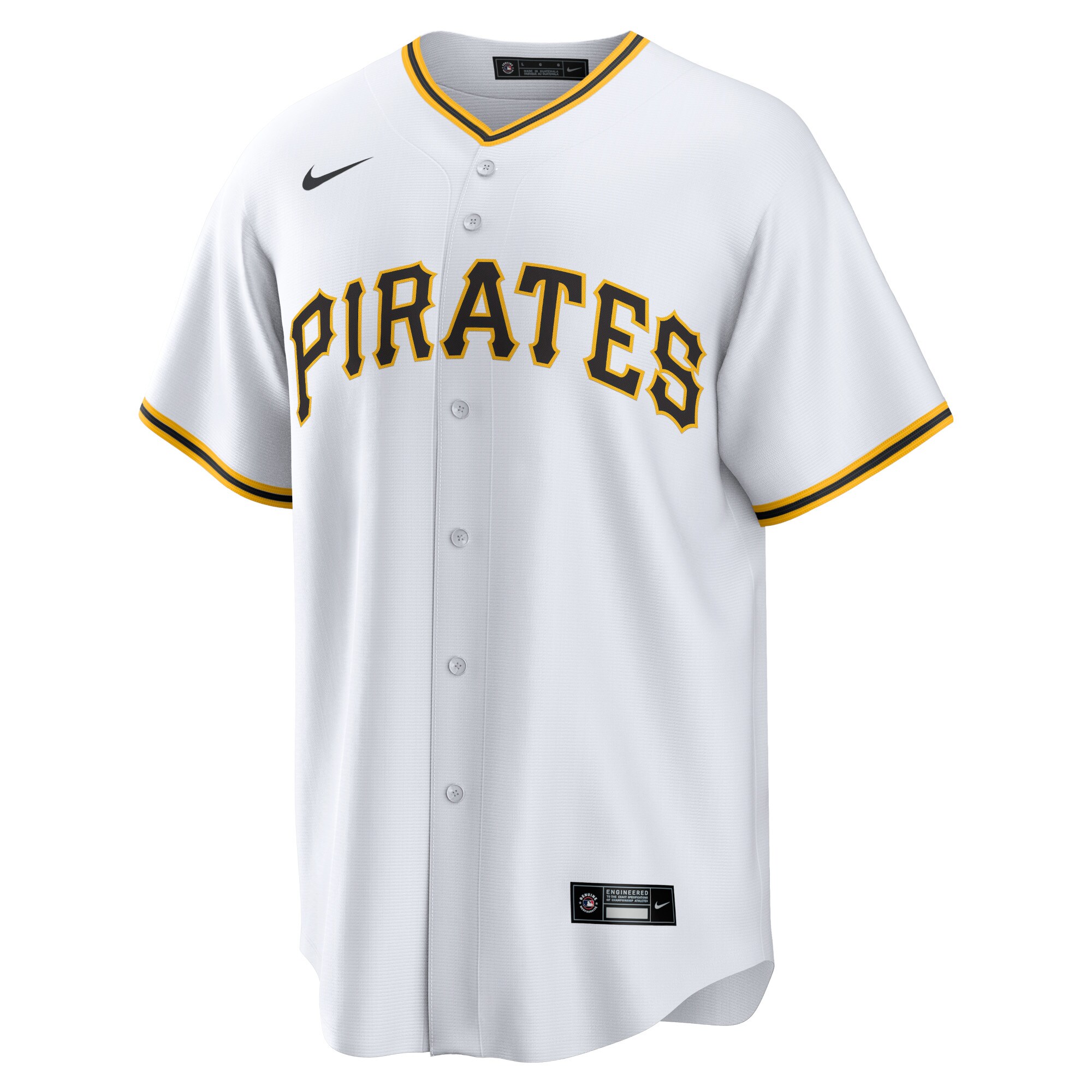 Alternative view of Pittsburgh Pirates Home Blank Replica Jersey – White