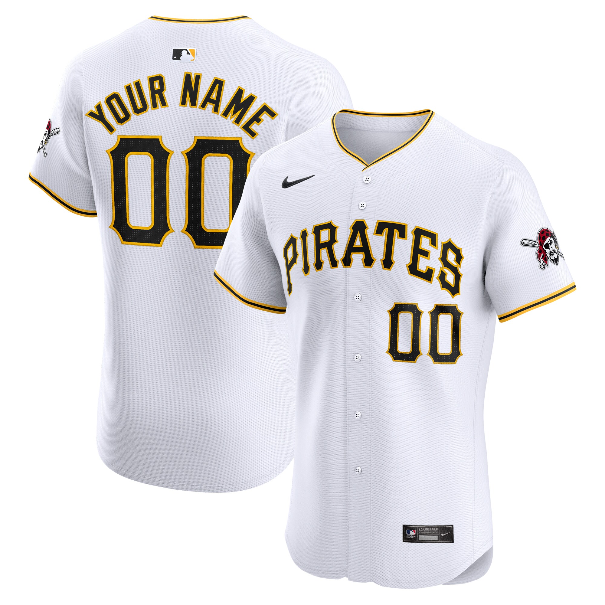 Pittsburgh Pirates Home Elite Custom Jersey - White