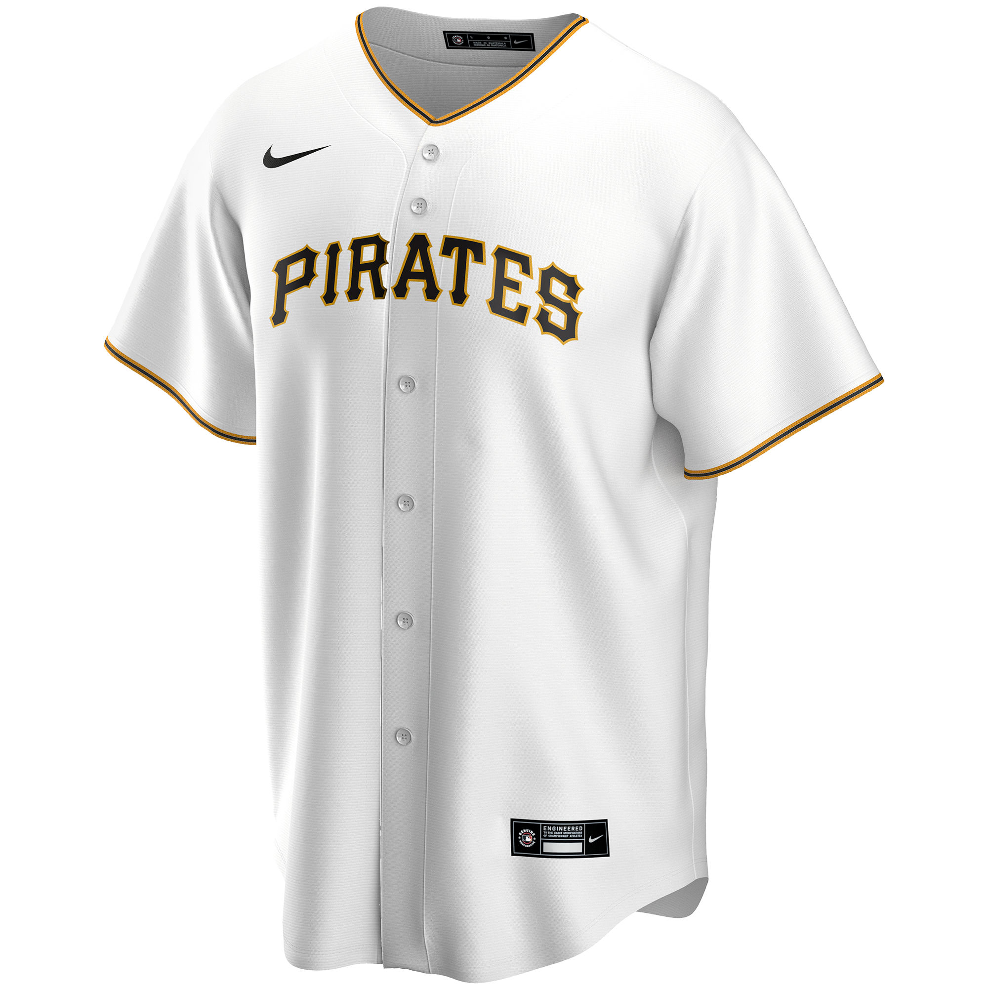 Alternative view of Pittsburgh Pirates Home Replica Custom Jersey - White