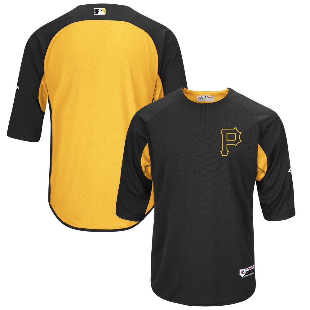 Pittsburgh Pirates Majestic Collection On-field 3/4-sleeve Batting Practice Jersey - Black/gold