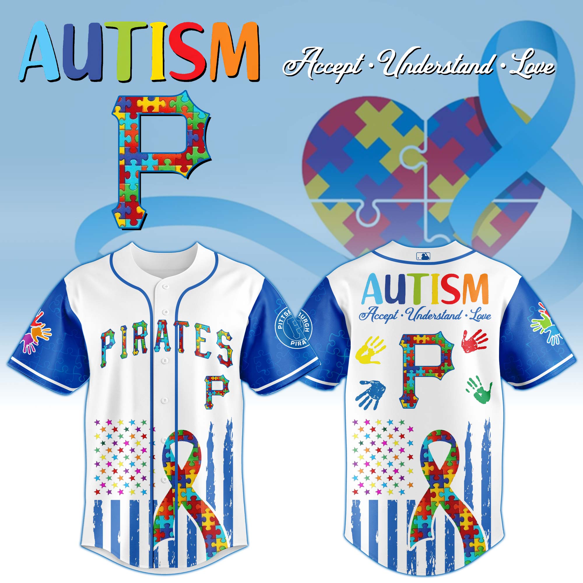 Pittsburgh Pirates Mlb X Autism Awareness Month Custom Baseball Jersey