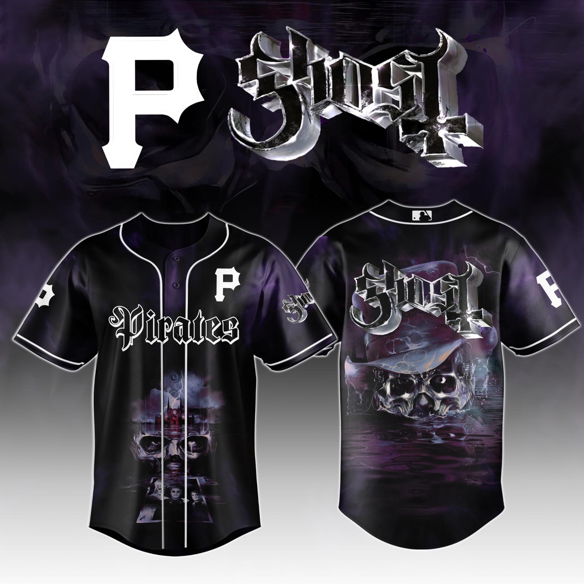 Pittsburgh Pirates Mlb X Ghost Night Show Custom Baseball Jersey