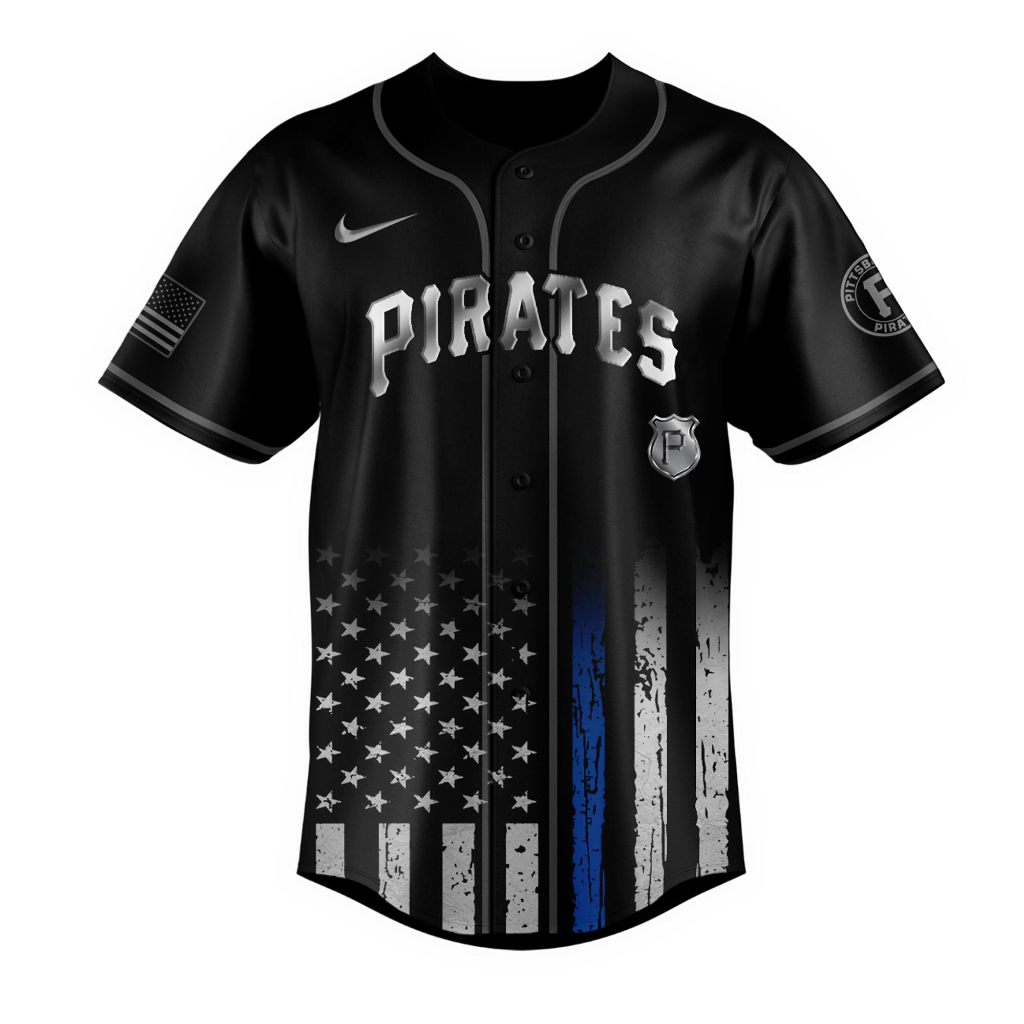 Alternative view of Pittsburgh Pirates Mlb X Law Enforcement Night Edition Custom Baseball Jersey 2025
