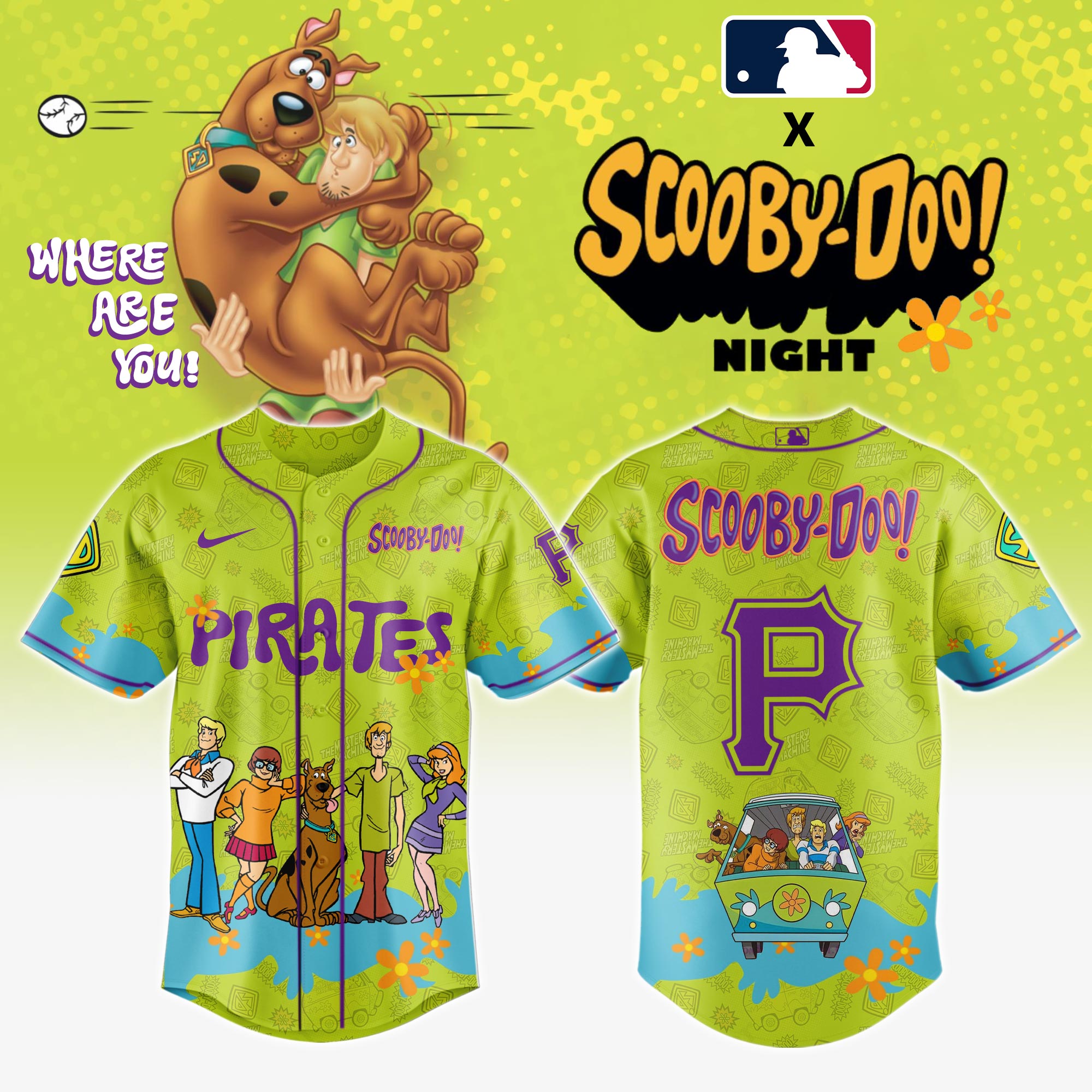 Pittsburgh Pirates Mlb X Scooby Doo Custom Baseball Jersey