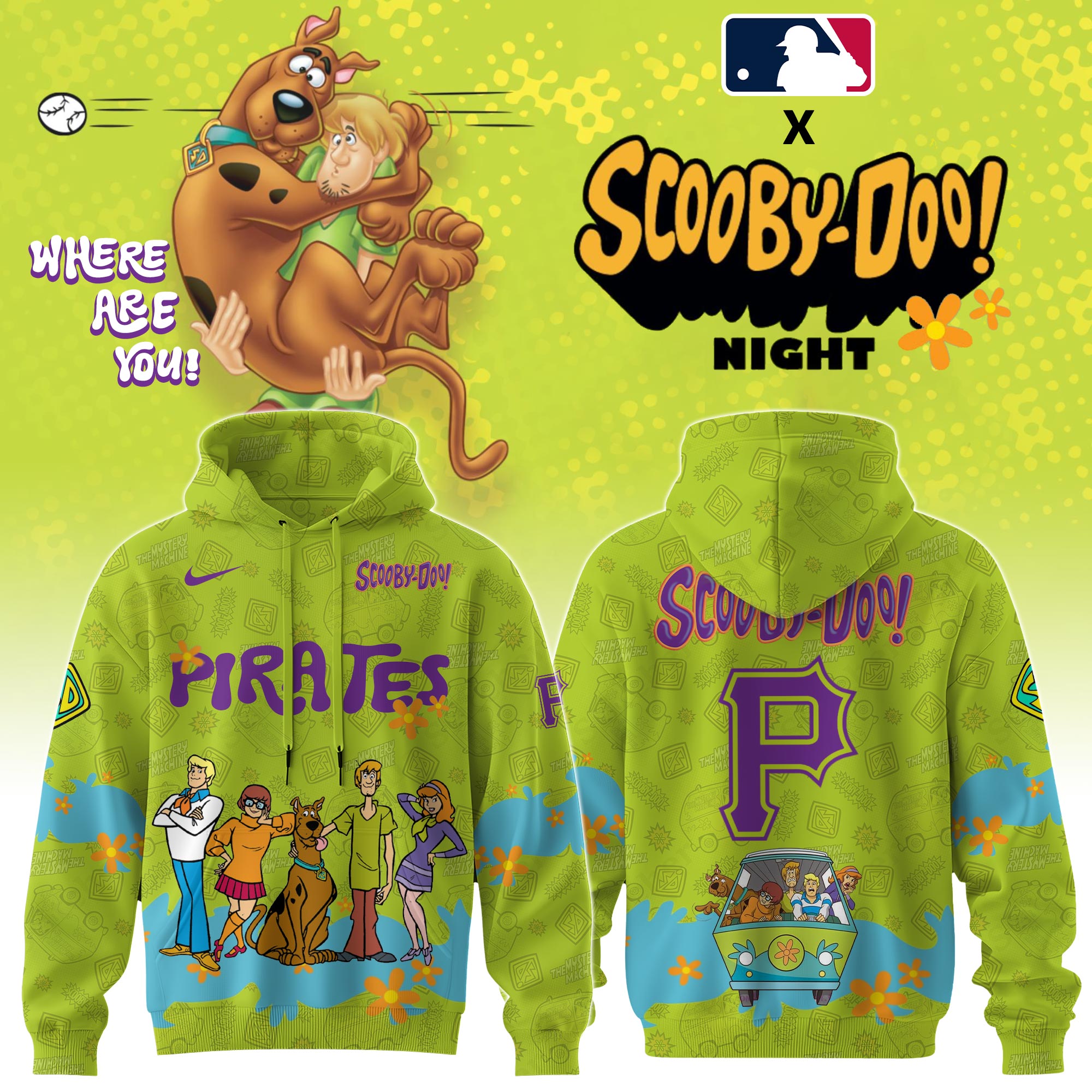 Pittsburgh Pirates Mlb X Scooby Doo Custom Hoodie Editions Limited