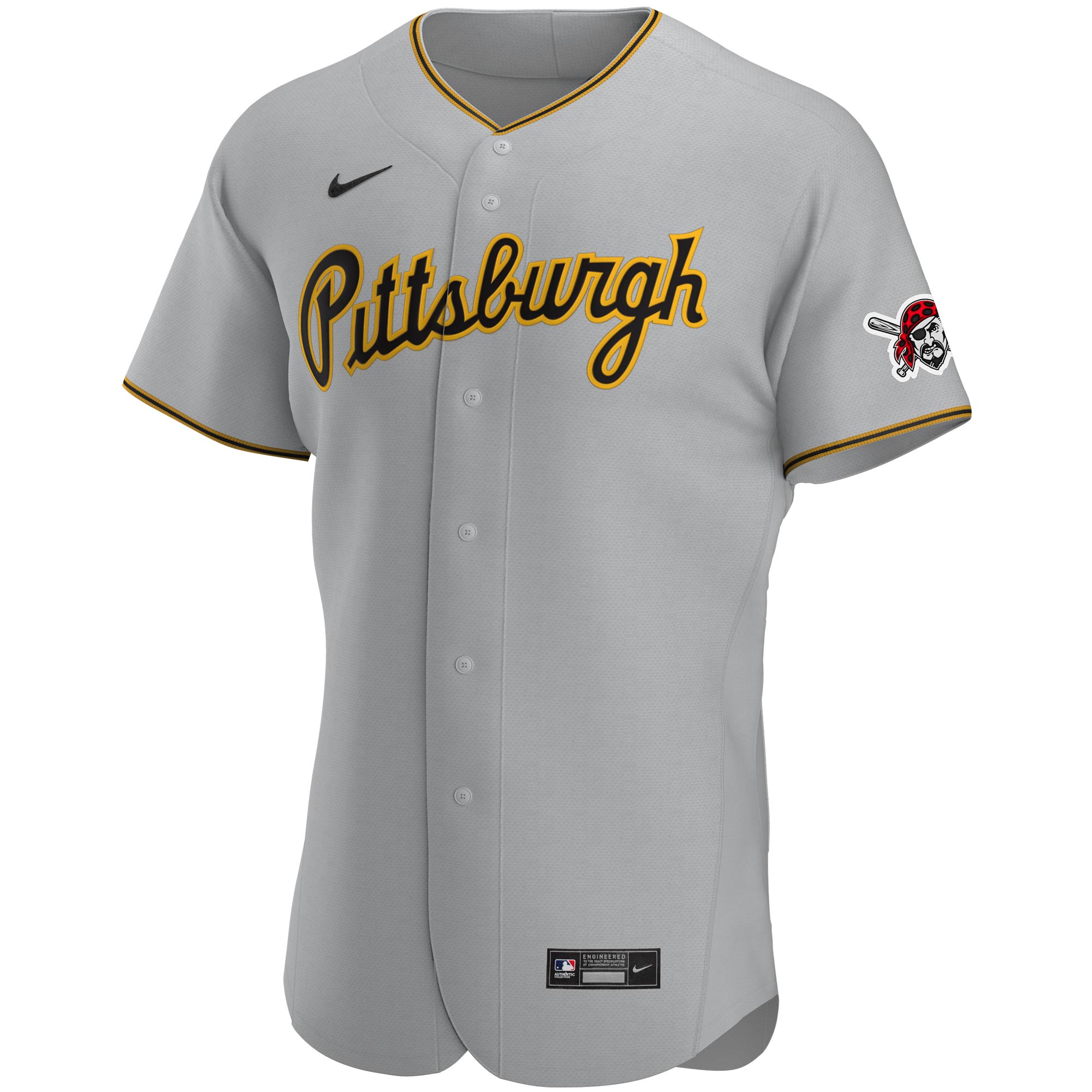 Alternative view of Pittsburgh Pirates Road Authentic Team Jersey – Gray