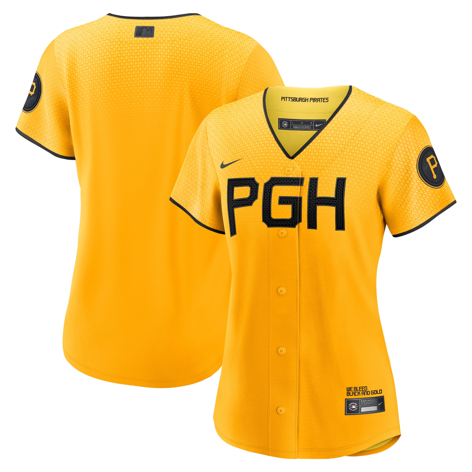 Alternative view of Pittsburgh Pirates Women's 2023 City Connect Replica Jersey - Gold