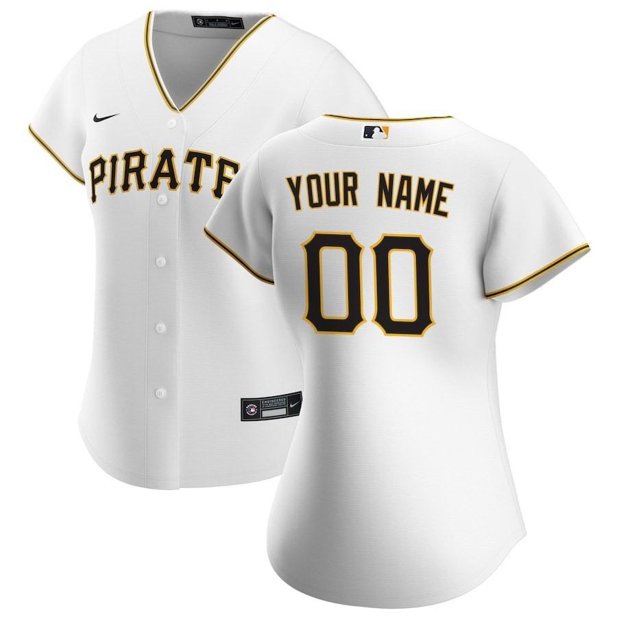 Pittsburgh Pirates Women's Home Custom Jersey - White 