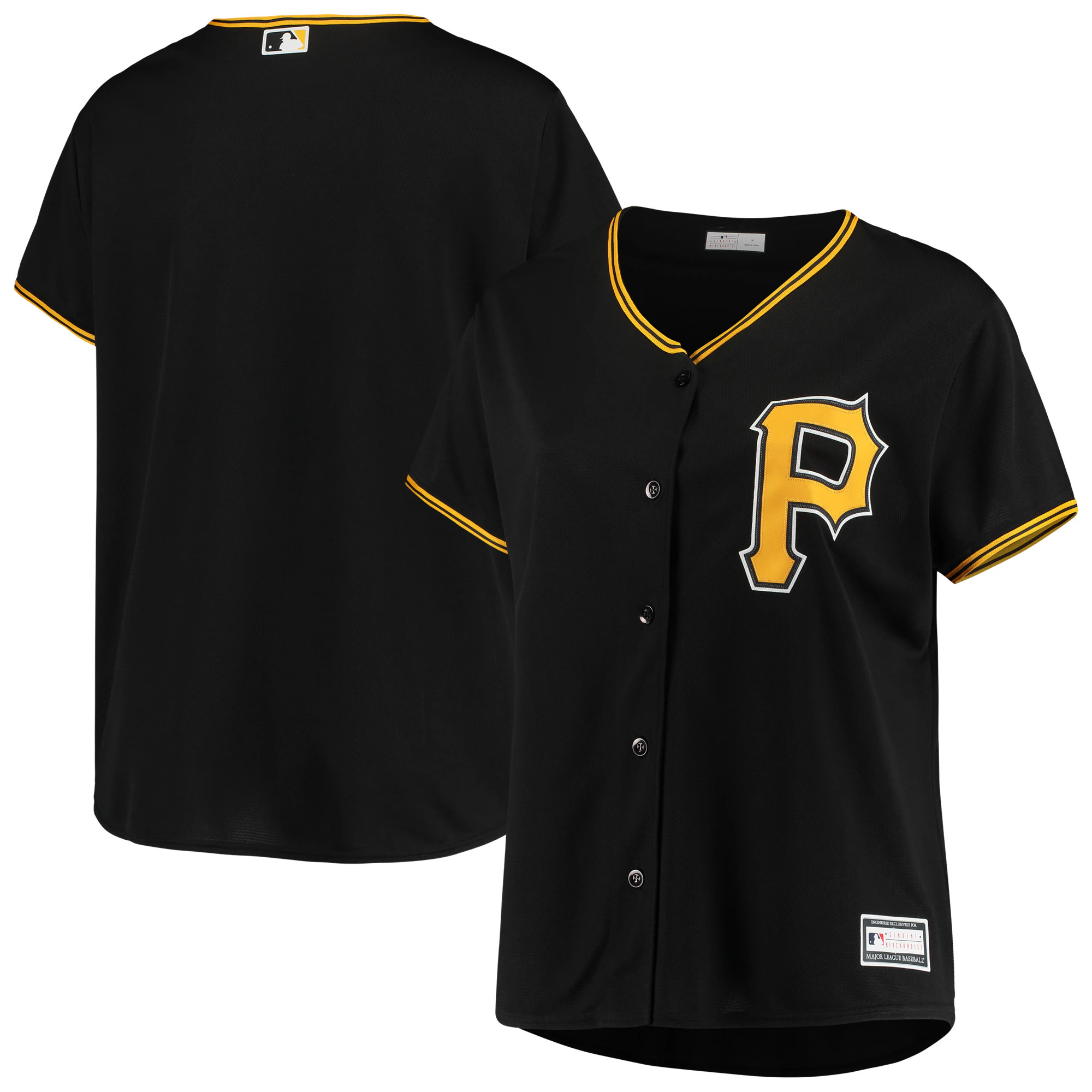 Pittsburgh Pirates Women's Plus Size Alternate Replica Team Jersey - Black