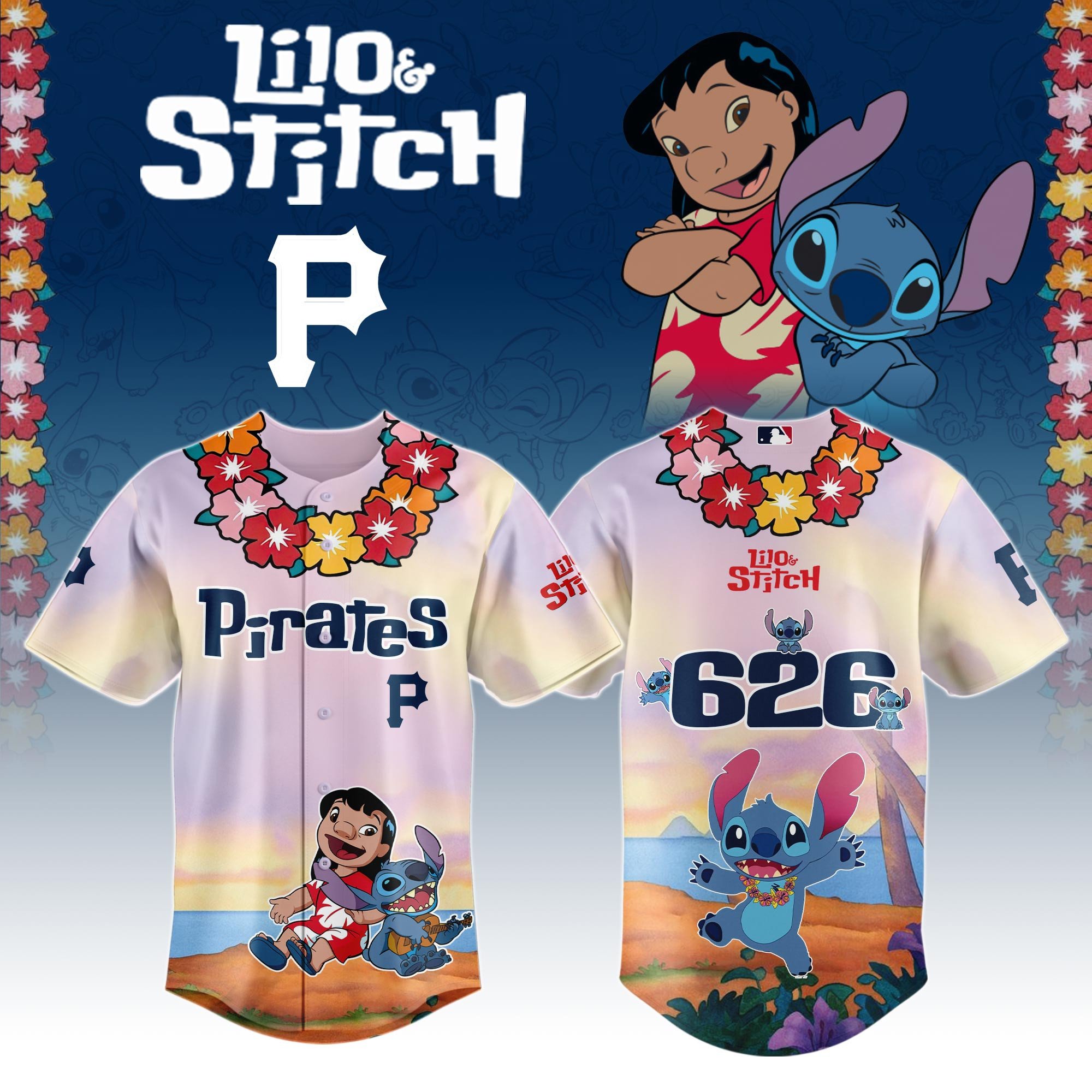 Pittsburgh Pirates X Lilo & Stitch Special Edition Custom Baseball Jersey 2025