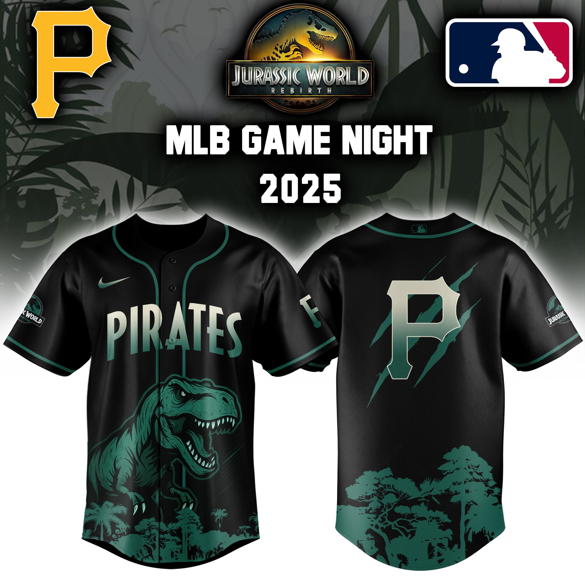 Pittsburgh Pirates X Mlb Jurassic World Custom Baseball Jersey