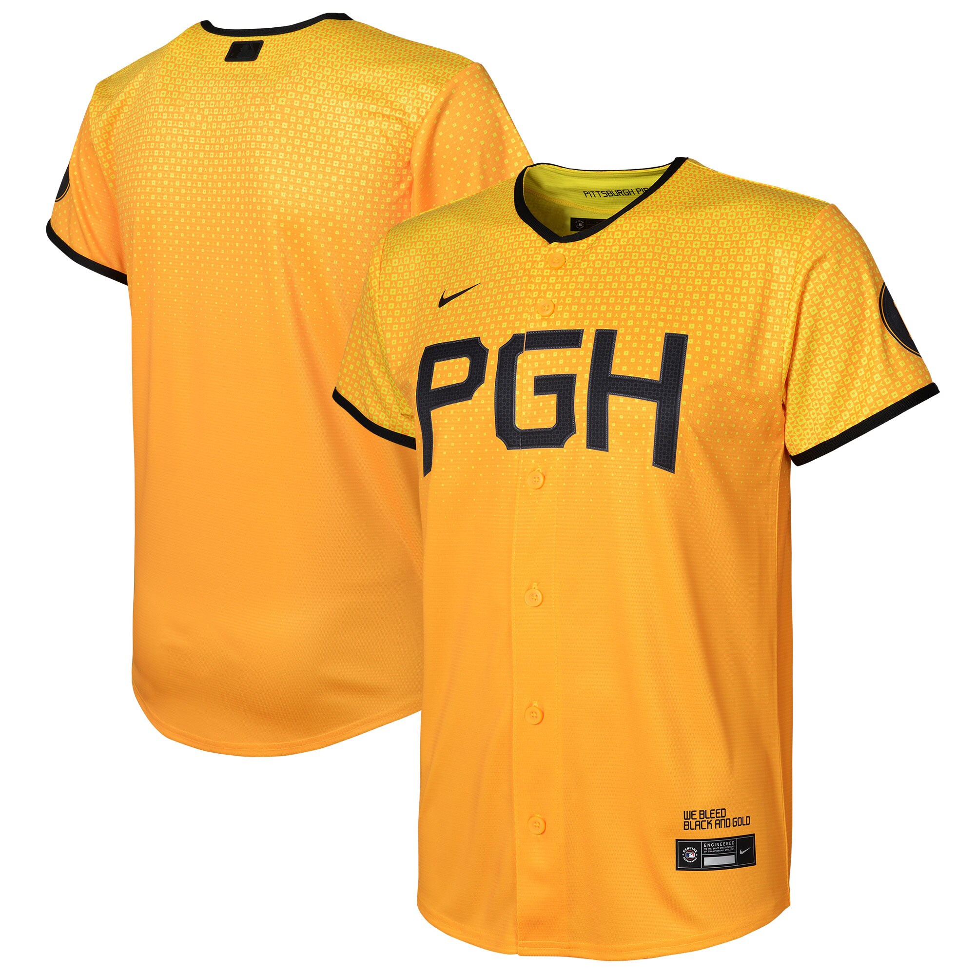 Alternative view of Pittsburgh Pirates Youth 2023 City Connect Replica Jersey - Gold