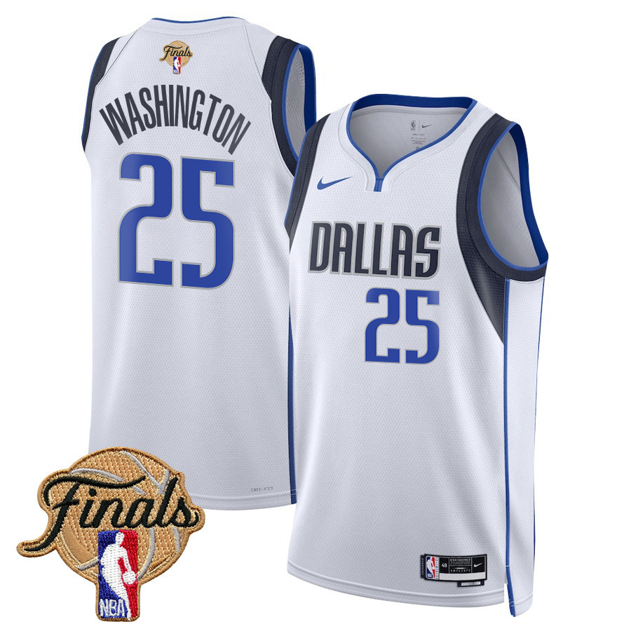 P.J. Washington 25 Dallas Mavericks 2024 FINALS PATCH Swingman Jersey - Association Edition - White - JS537 