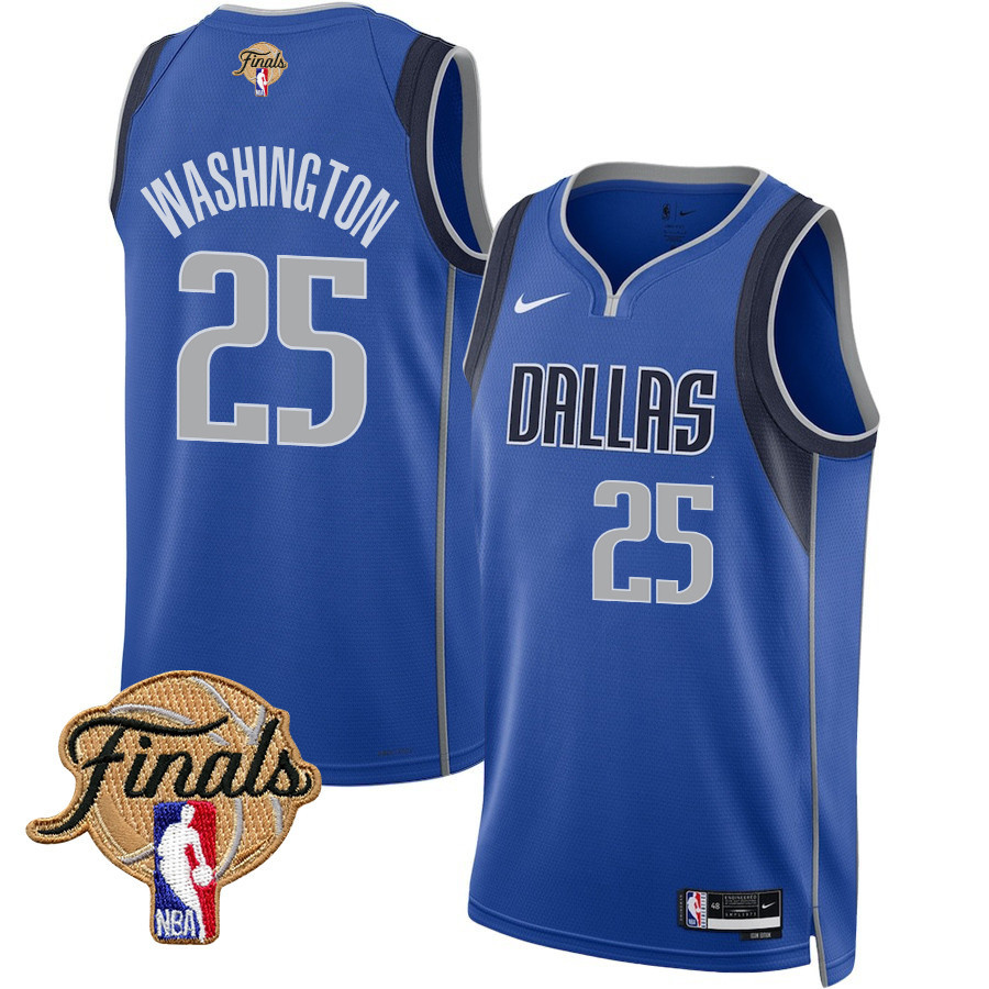 P.J. Washington 25 Dallas Mavericks 2024 FINALS PATCH Swingman Jersey - Icon Edition - Blue - JS544 