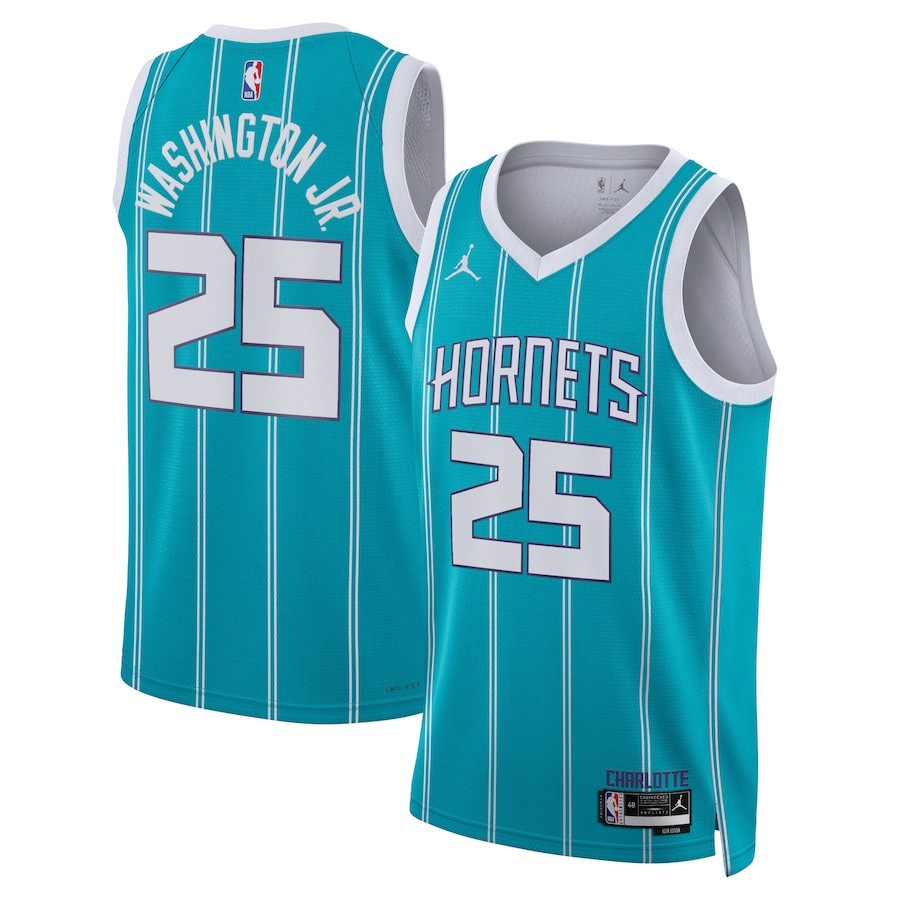 P.J. Washington Jr. 25 Charlotte Hornets Unisex Swingman Jersey - Icon Edition - Teal - JS605 