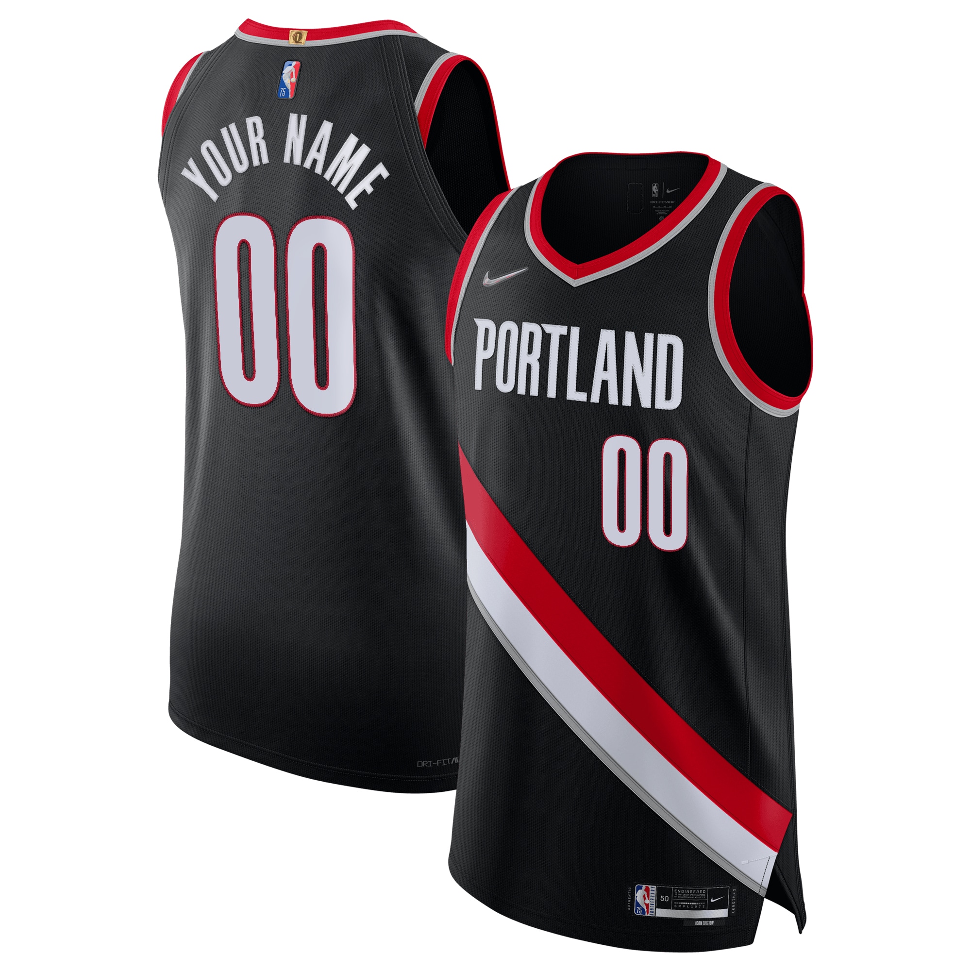 Portland Trail Blazers 2021/22 Diamond Authentic Custom Jersey - Icon Edition - Black