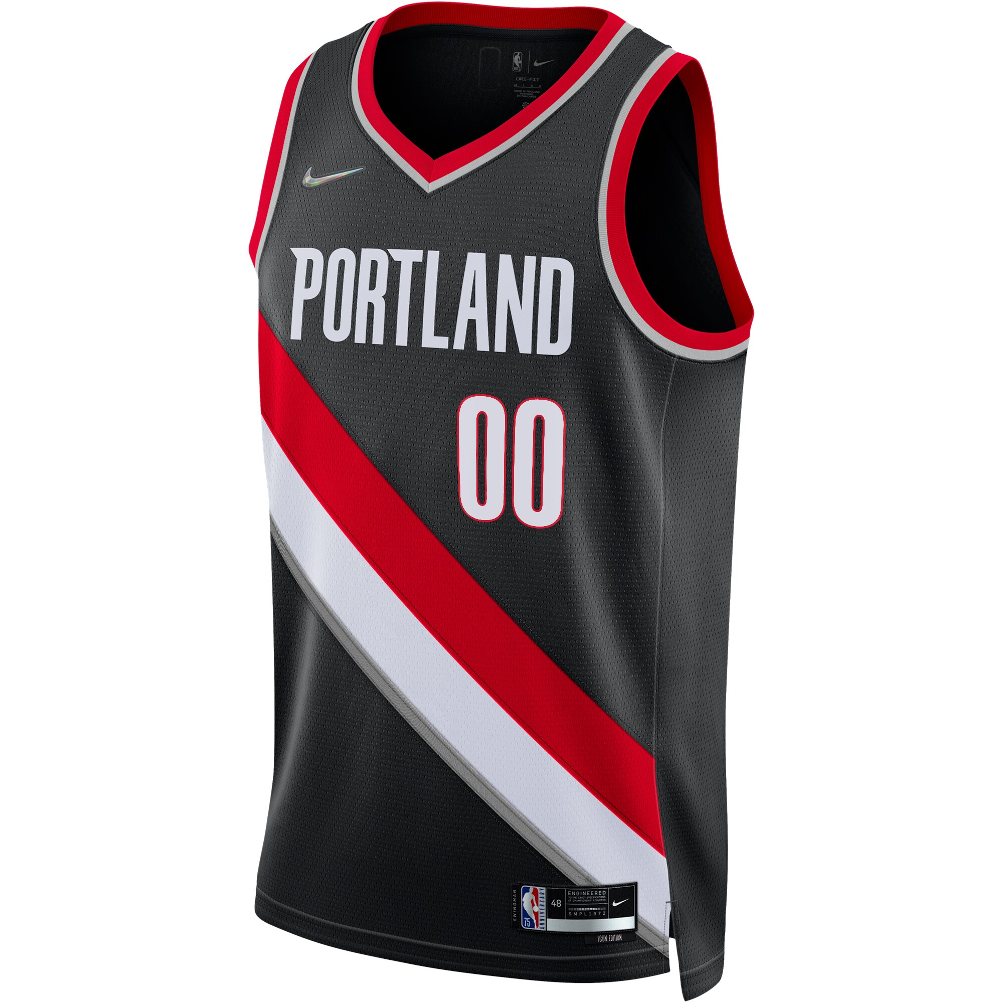 Alternative view of Portland Trail Blazers 2021/22 Diamond Swingman Custom Jersey - Icon Edition - Black