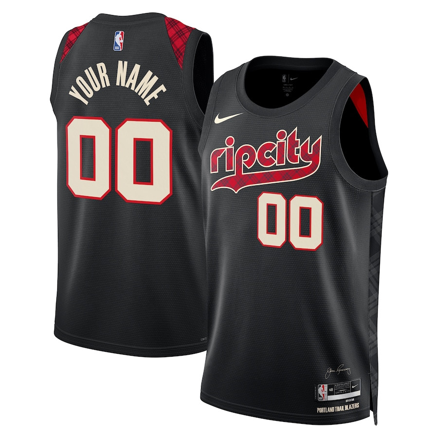 Portland Trail Blazers 2023/24 City Edition Swingman Custom Jersey - Black - JS658 