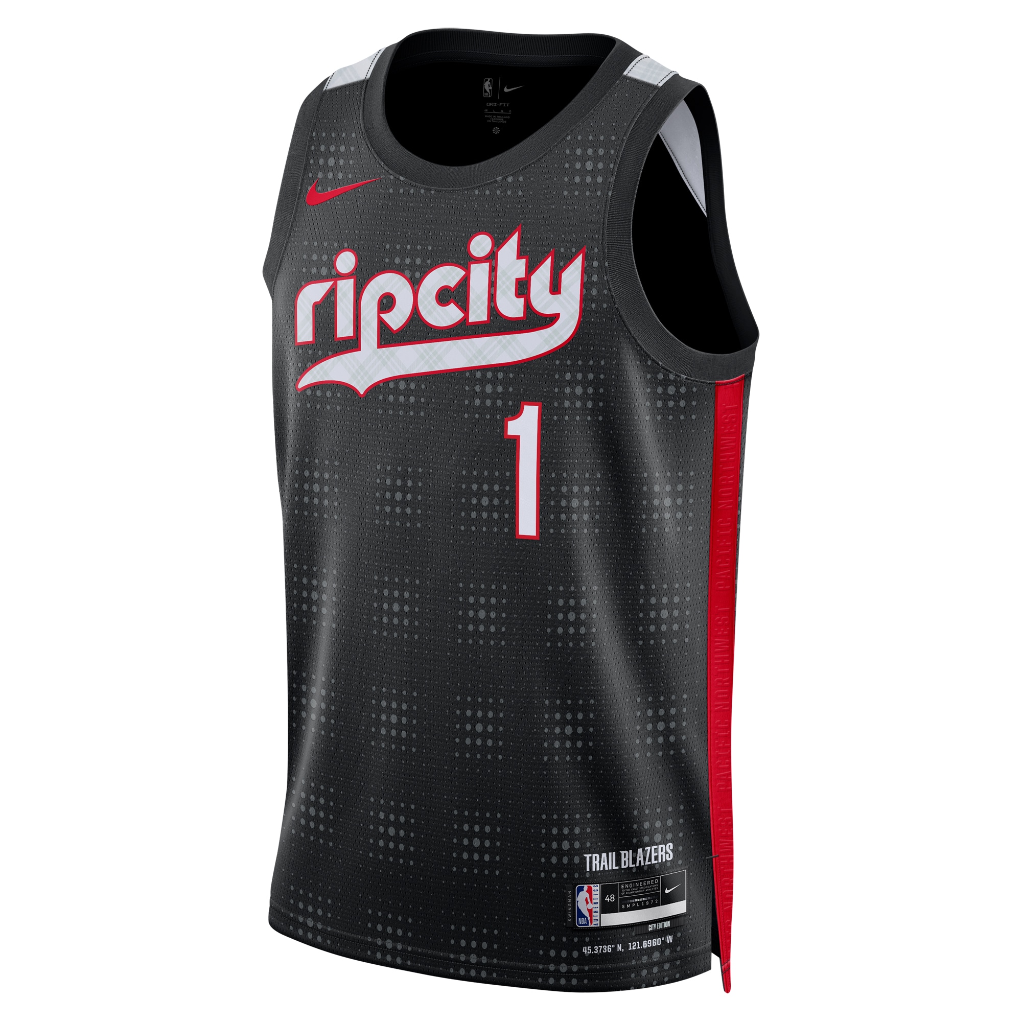Alternative view of Portland Trail Blazers City Edition Swingman Jersey 2024 - Black - Anfernee Simons - Unisex - JS992 