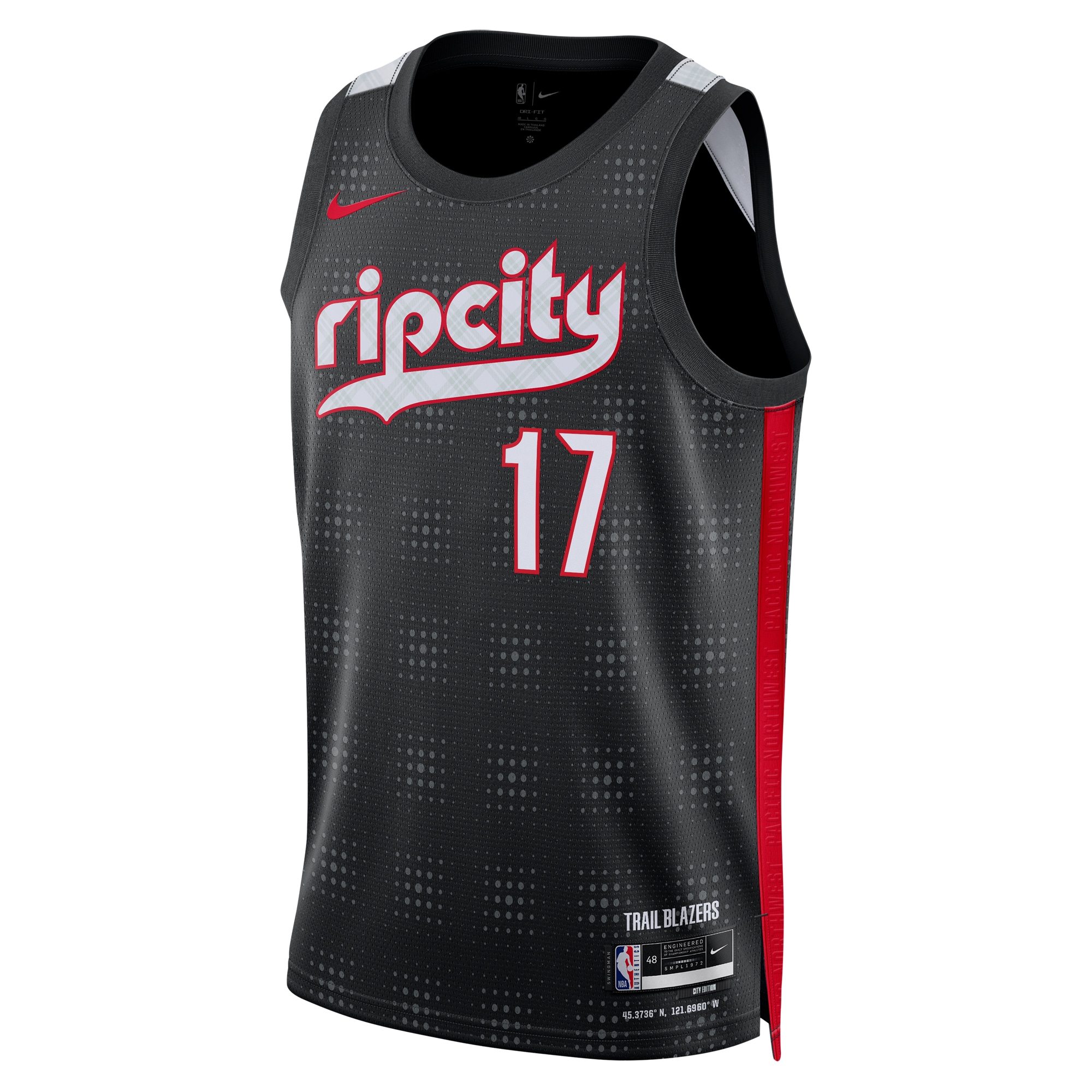 Alternative view of Portland Trail Blazers City Edition Swingman Jersey 2024 - Black - Shaedon Sharpe - Unisex - JS653 