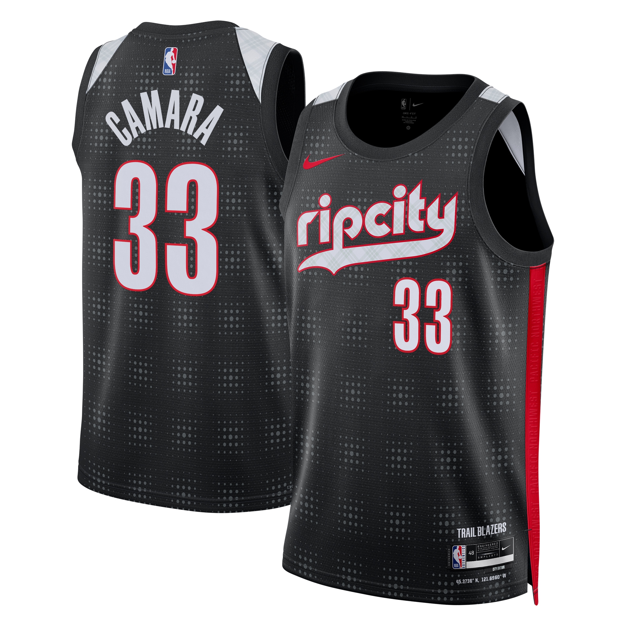 Portland Trail Blazers City Edition Swingman Jersey 2024 - Black - Toumani Camara - Unisex - JS184 