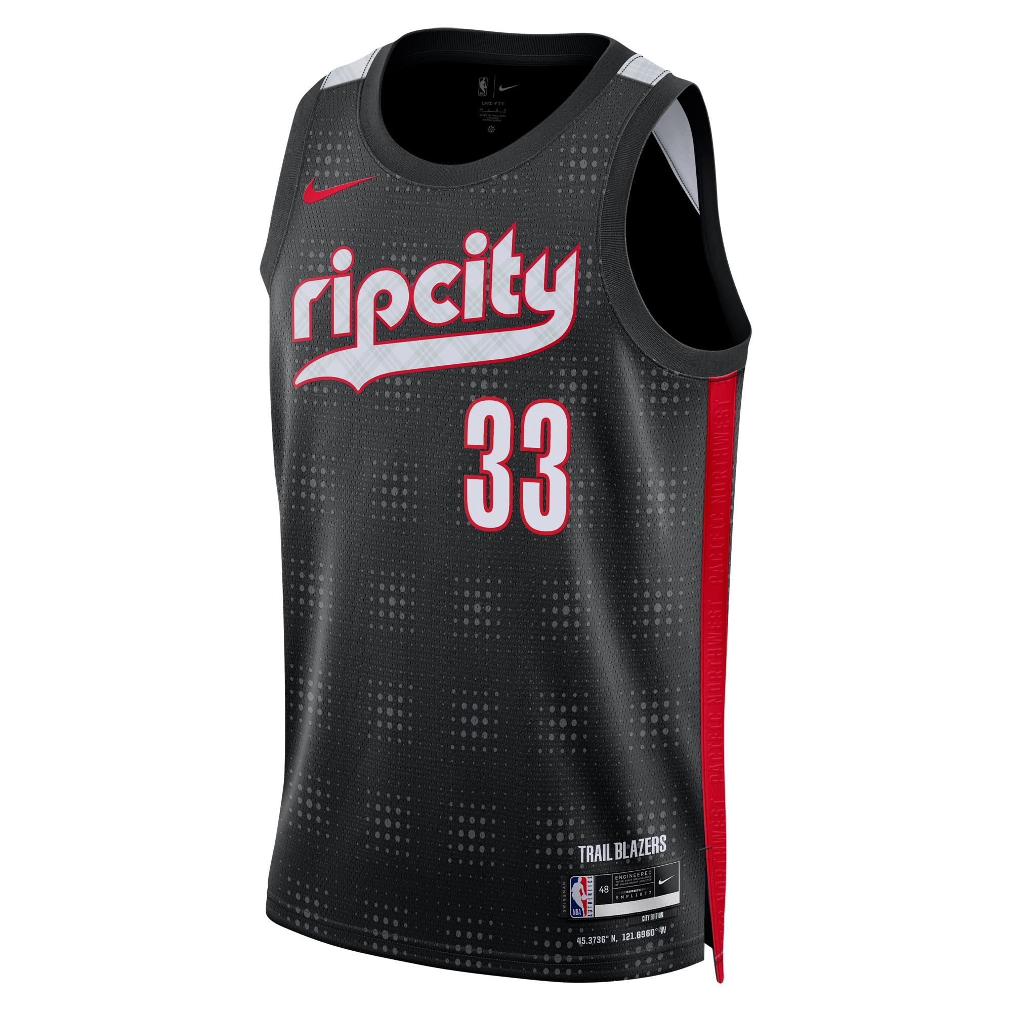 Alternative view of Portland Trail Blazers City Edition Swingman Jersey 2024 - Black - Toumani Camara - Unisex - JS184 