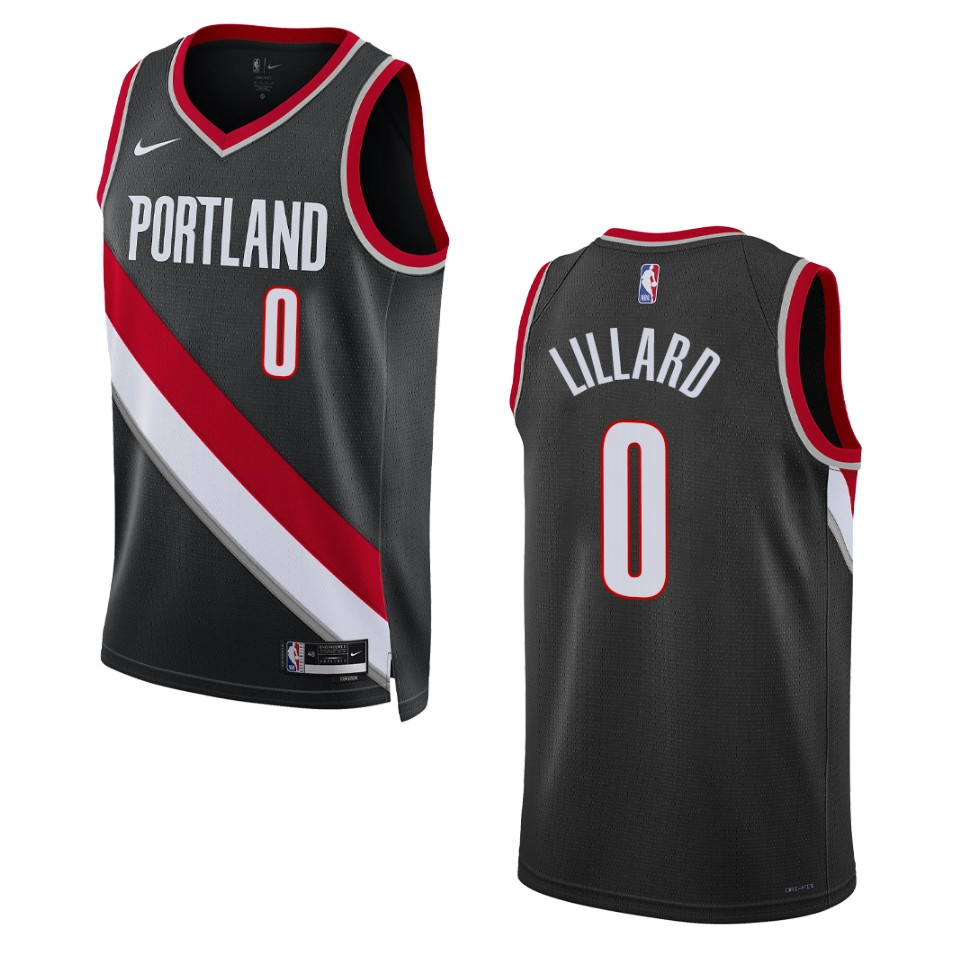 Portland Trail Blazers Damian Lillard 2022-23 Icon Edition Black Swingman Jersey