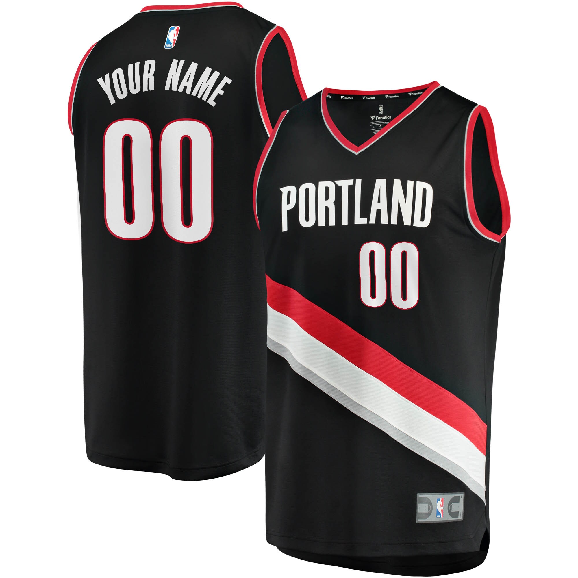Portland Trail Blazers Fanatics Youth Fast Break Custom Replica Jersey Black - Icon Edition