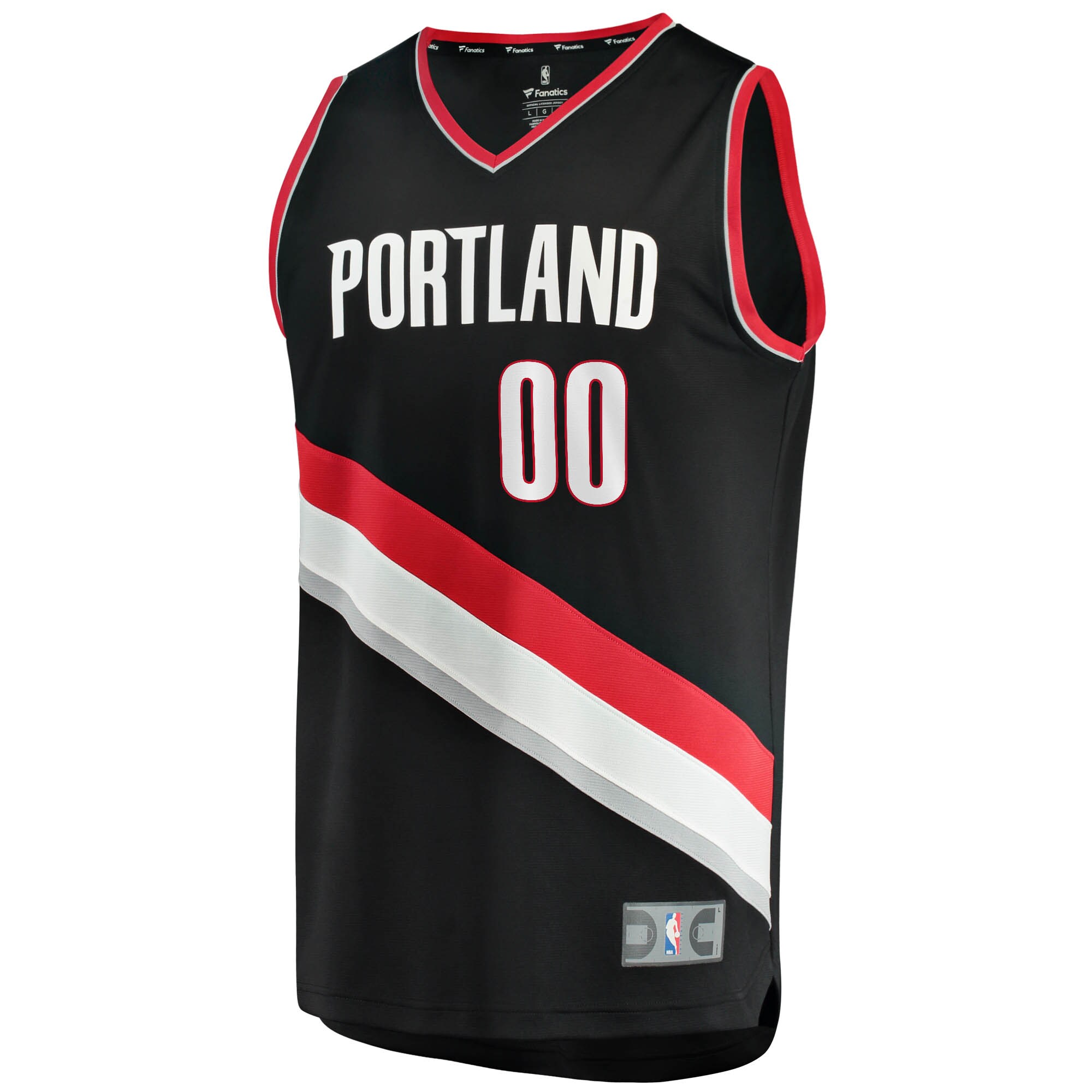 Alternative view of Portland Trail Blazers Fanatics Youth Fast Break Custom Replica Jersey Black - Icon Edition