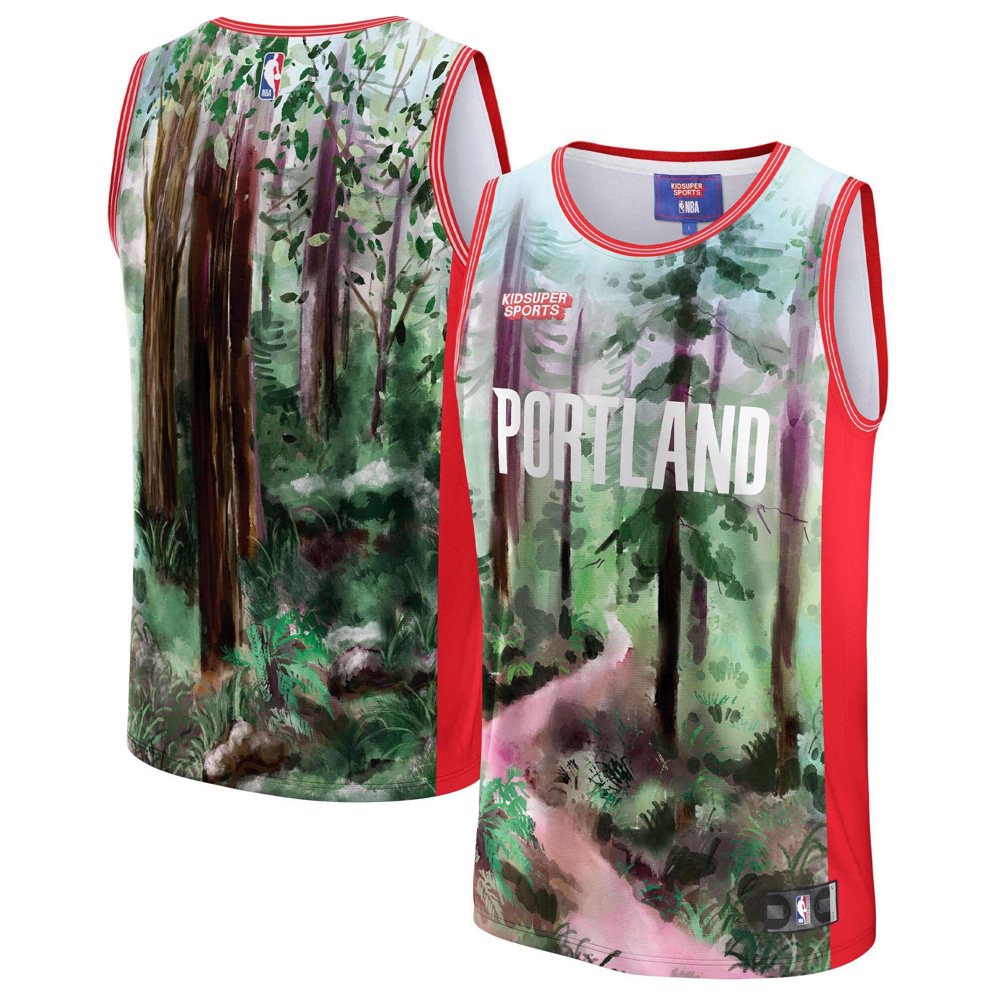 Alternative view of Portland Trail Blazers Nba & Kidsuper Studios By Fanatics Unisex Hometown Jersey - Green