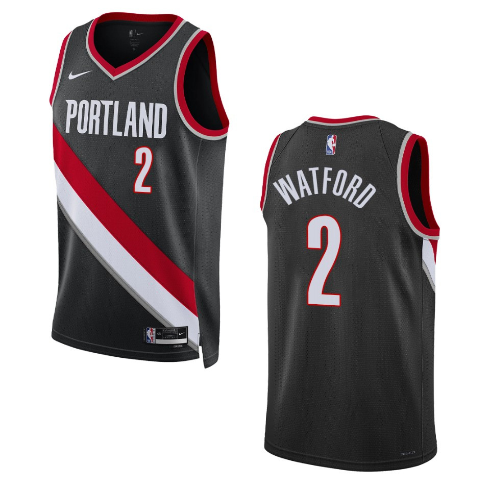 Portland Trail Blazers Trendon Watford 2022-23 Icon Edition Black Swingman Jersey