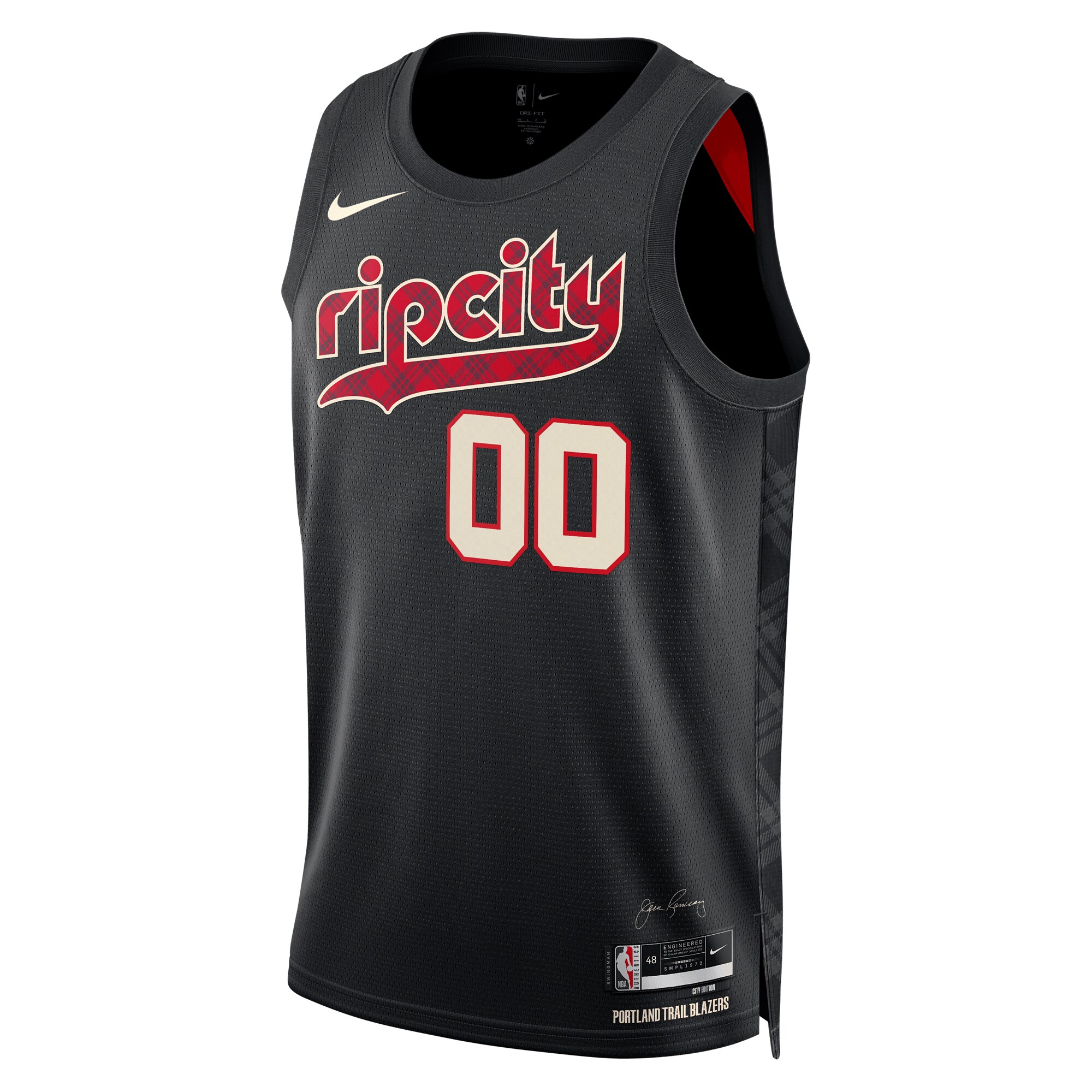 Alternative view of Portland Trail Blazers Unisex 2023/24 Custom Swingman Jersey - Black - City Edition