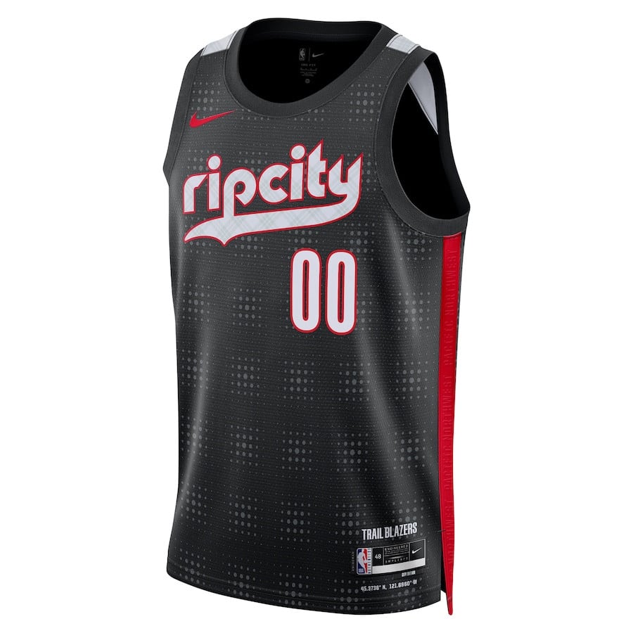 Alternative view of Portland Trail Blazers Unisex 2024/25 Custom Swingman Jersey - City Edition - Black - JS642 