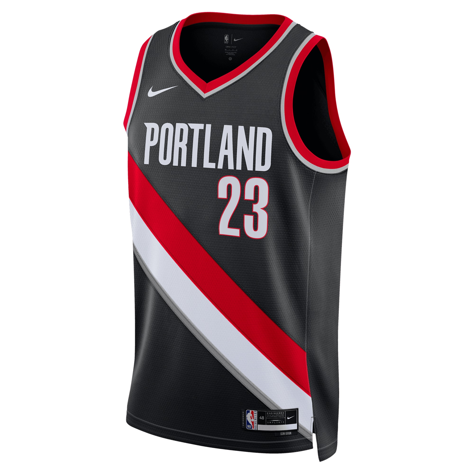 Alternative view of Portland Trailblazers Icon Swingman Jersey - Black - Donovan Clingan - Unisex - JS817 