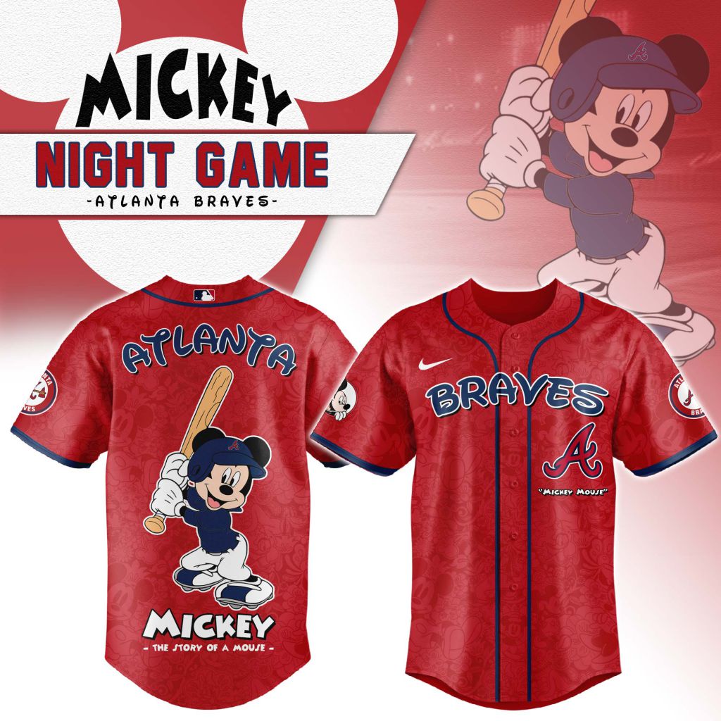 Premium Mlb Atlanta Braves X Mickey Mouse Custom Baseball Jersey