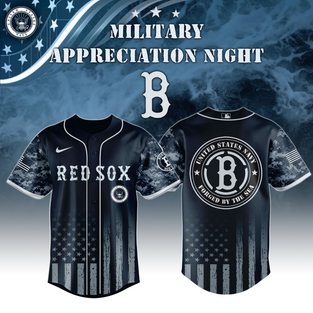 Premium Mlb Boston Red Sox Navy Military Appreciation Custom Baseball Jersey