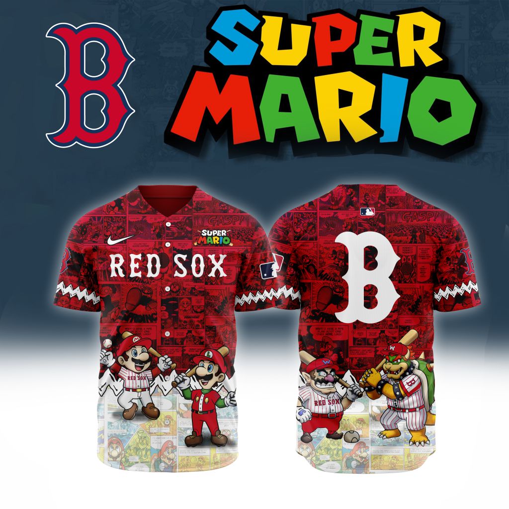 Premium Mlb Boston Red Sox X Super Mario Custom Baseball Jersey