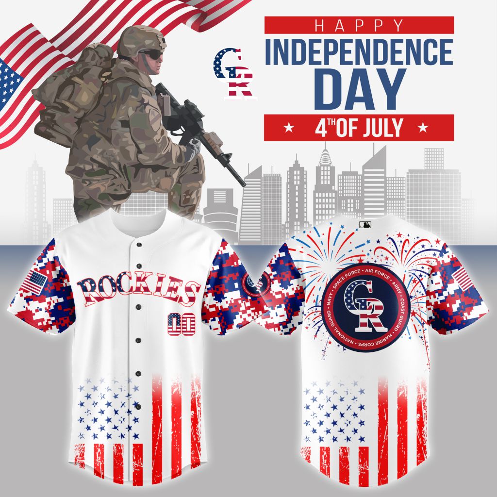 Premium Mlb Colorado Rockies Special The 4th Of July Military Custom Baseball Jersey